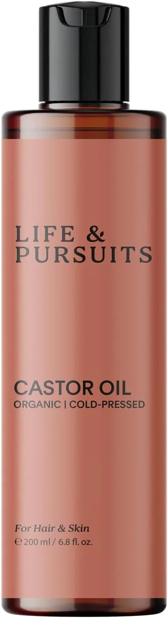 روغن کرچک ارگانیک لایف اند پرسوتز (200 میلی لیتر)، 100% خالص، پرس سرد، روغن کرچک بدون هگزان برای پوست، سر و مو