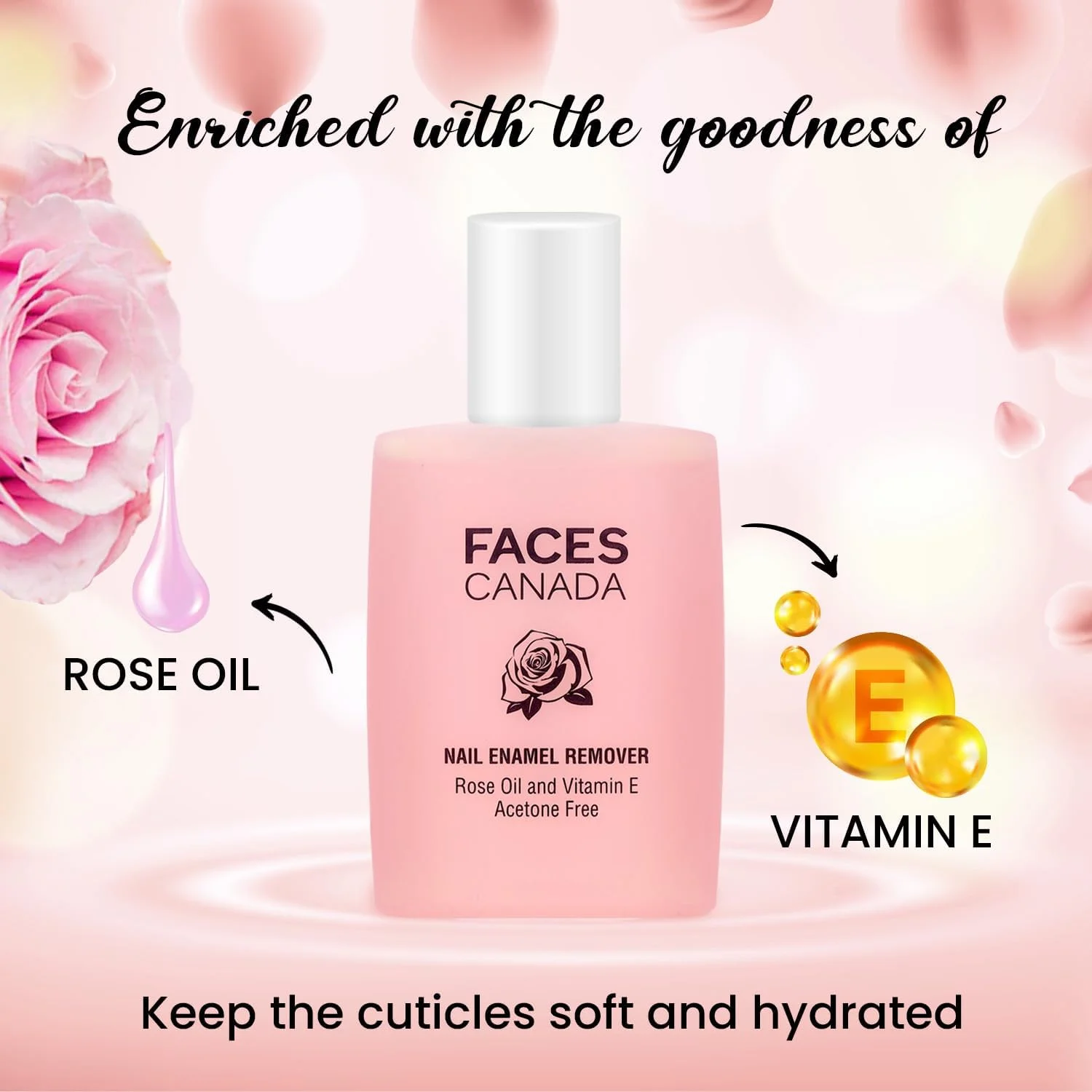 لاک پاک کن FACES CANADA - 90 میلی لیتر | غنی شده با روغن گل رز و ویتامین E | نرم کننده و آبرسان کوتیکول | استفاده آسان | لاک پاک کن ملایم | بدون استون | بدون تست حیوانی لاک پاک کن FACES CANADA - 90 میلی لیتر | غنی شده با روغن گل رز و ویتامین E | نرم کننده و آبرسان کوتیکول | استفاده آسان | لاک پاک کن ملایم | بدون استون | بدون تست حیوانی