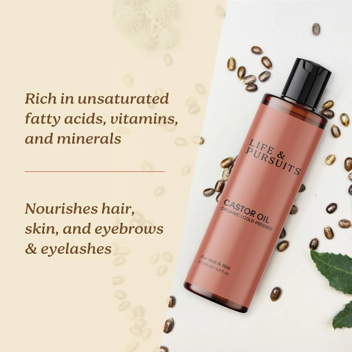 روغن کرچک ارگانیک لایف اند پرسوتز (200 میلی لیتر)، 100% خالص، پرس سرد، روغن کرچک بدون هگزان برای پوست، سر و مو روغن کرچک ارگانیک لایف اند پرسوتز (200 میلی لیتر)، 100% خالص، پرس سرد، روغن کرچک بدون هگزان برای پوست، سر و مو