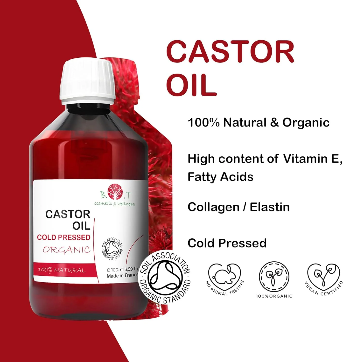 روغن کرچک ارگانیک - موهای درخشان و قوی، مژه و ابروهای پرپشت، ریش پرپشت، پوست عمیقا آبرسانی شده و جوان، ناخن های تقویت شده، بافت متراکم، 100% خالص، پرس سرد 1000 میلی لیتر روغن کرچک ارگانیک - موهای درخشان و قوی، مژه و ابروهای پرپشت، ریش پرپشت، پوست عمیقا آبرسانی شده و جوان، ناخن های تقویت شده، بافت متراکم، 100% خالص، پرس سرد 1000 میلی لیتر