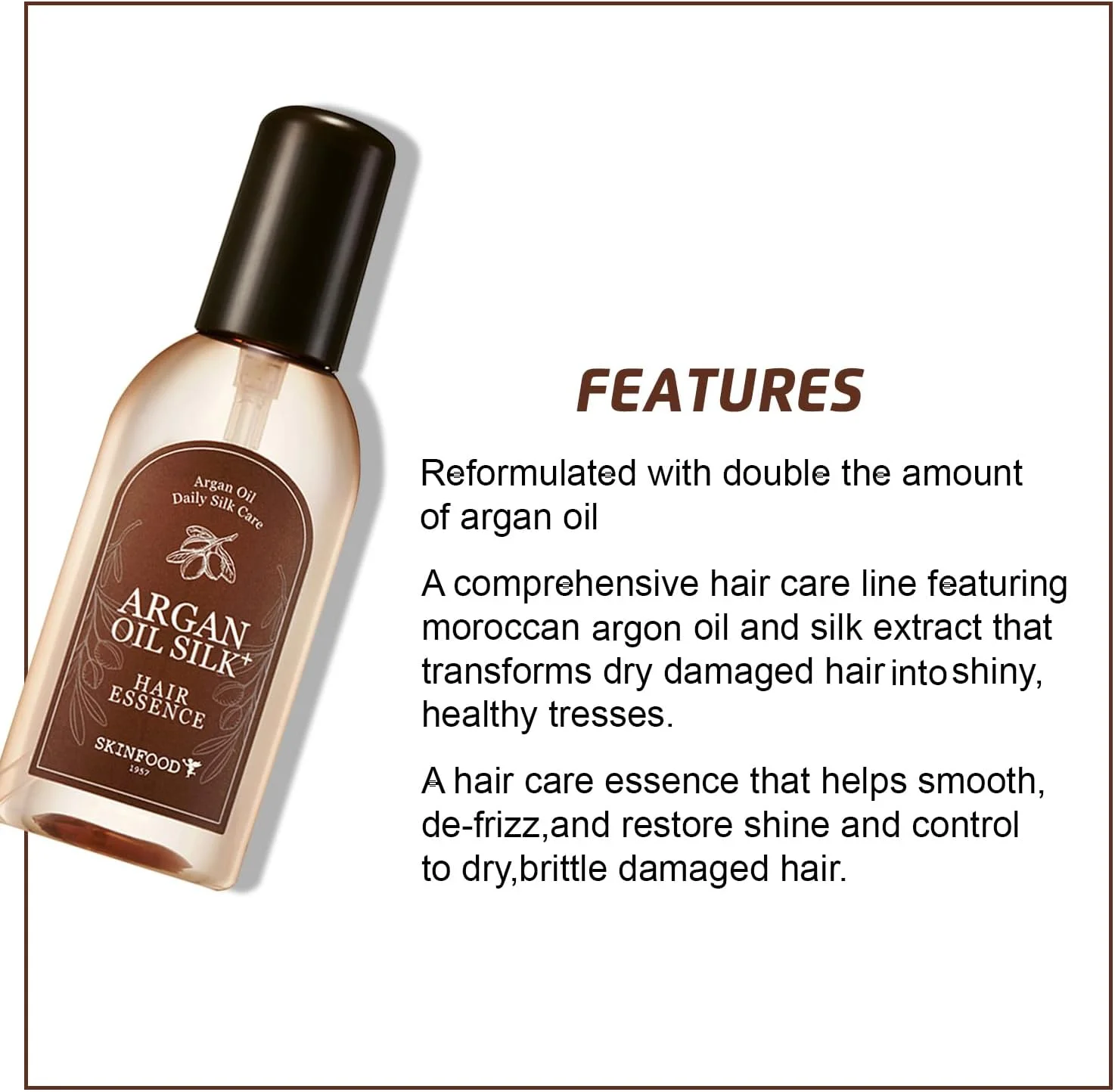 اسکین فود از سال 1957 روغن آرگان ابریشم پلاس 100 میلی لیتر - اسانس موی آرگان مغذی و مرطوب کننده، درخشان کننده و احیا کننده مو برای موهای خشک و آسیب دیده اسکین فود از سال 1957 روغن آرگان ابریشم پلاس 100 میلی لیتر - اسانس موی آرگان مغذی و مرطوب کننده، درخشان کننده و احیا کننده مو برای موهای خشک و آسیب دیده