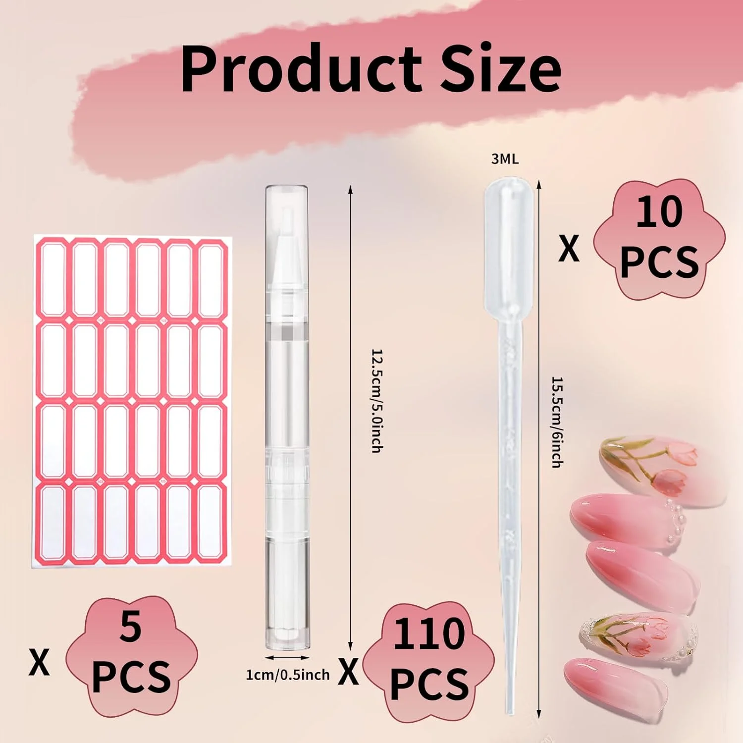 بسته 110 عددی قلم روغن کوتیکول خالی 3 میلی لیتری، قلم پیچشی شفاف خالی روغن ناخن با نوک برس، ظرف لوازم آرایشی برای روغن ناخن خانگی، براق کننده لب، مایع رشد مژه، سفید بسته 110 عددی قلم روغن کوتیکول خالی 3 میلی لیتری، قلم پیچشی شفاف خالی روغن ناخن با نوک برس، ظرف لوازم آرایشی برای روغن ناخن خانگی، براق کننده لب، مایع رشد مژه، سفید