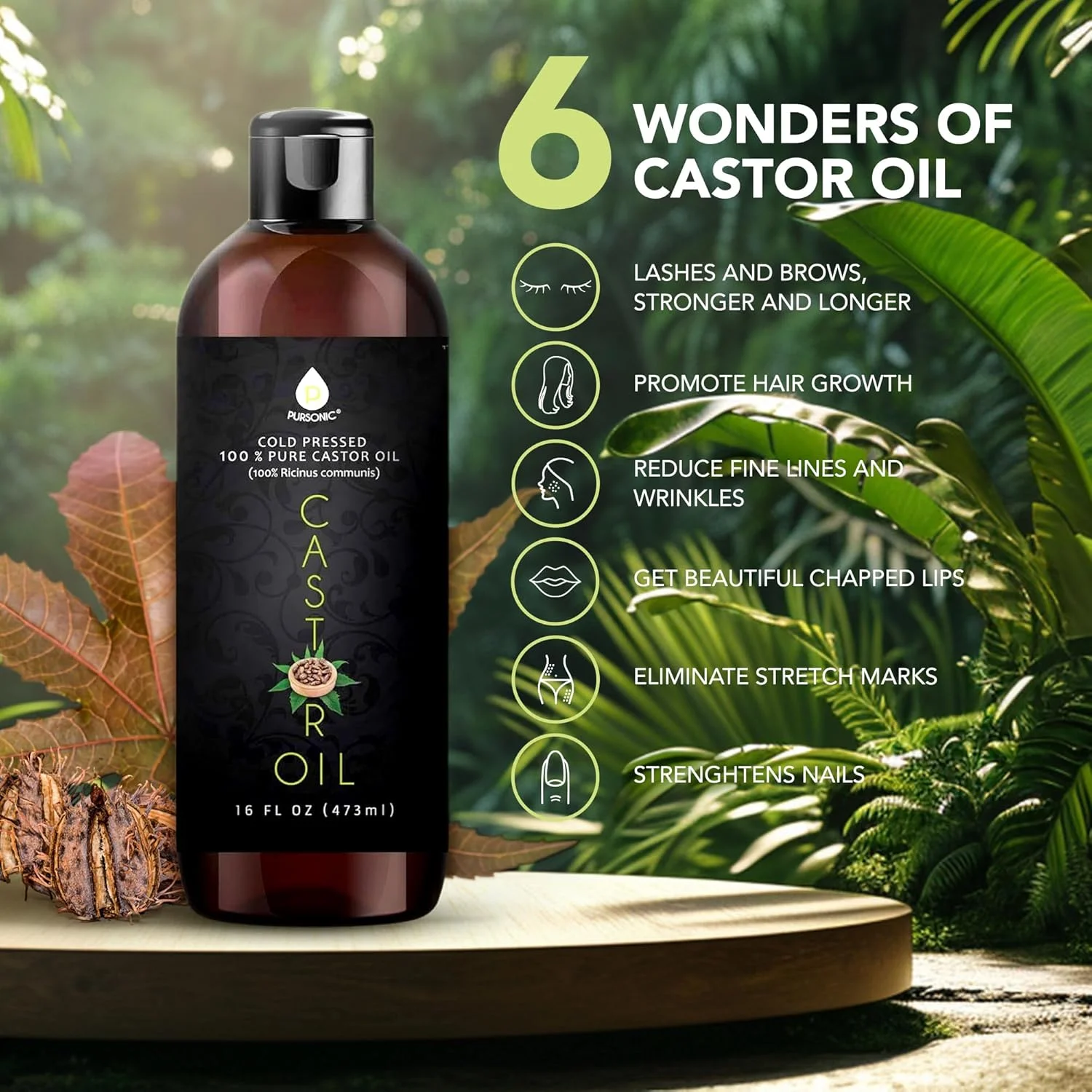 روغن کرچک پرس سرد Pursonic (473ml)، ۱۰۰٪ خالص، بدون هگزان - مرطوب کننده و ترمیم کننده، مناسب برای پوست خشک، رشد مو - برای پوست، مراقبت از مو، مژه ها روغن کرچک پرس سرد Pursonic (473ml)، ۱۰۰٪ خالص، بدون هگزان - مرطوب کننده و ترمیم کننده، مناسب برای پوست خشک، رشد مو - برای پوست، مراقبت از مو، مژه ها