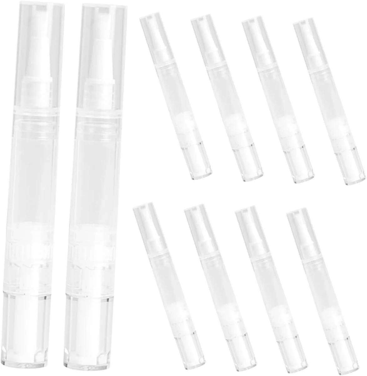 ۱۰ عدد قلم پیچشی شفاف قابل پر کردن مجدد برای براق کننده لب، روغن کوتیکول و سایر مایعات، لوله های اپلیکاتور خالی برای نگهداری لوازم آرایشی و استفاده از آرایش