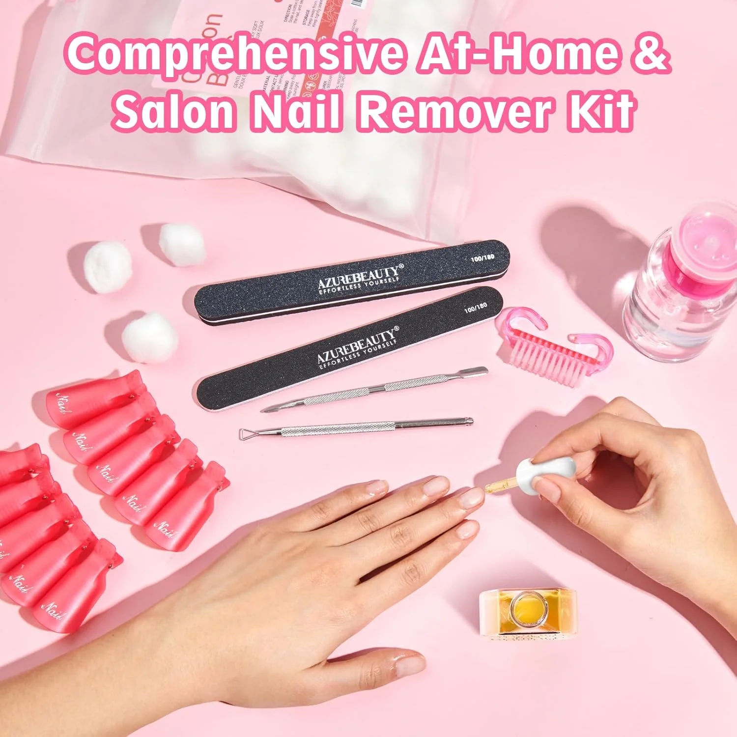 مجموعه ابزار حذف لاک ژل ناخن AZUREBEAUTY به همراه روغن کوتیکول 10 میلی لیتری، 10 عدد گیره ناخن، بطری 150 میلی لیتری محلول پاک کننده، توپک های پنبه ای پاک کننده ناخن، عقب زننده کوتیکول، برس لایه بردار، سوهان ناخن و بافر - ابزارهای جامع مجموعه ابزار حذف لاک ژل ناخن AZUREBEAUTY به همراه روغن کوتیکول 10 میلی لیتری، 10 عدد گیره ناخن، بطری 150 میلی لیتری محلول پاک کننده، توپک های پنبه ای پاک کننده ناخن، عقب زننده کوتیکول، برس لایه بردار، سوهان ناخن و بافر - ابزارهای جامع