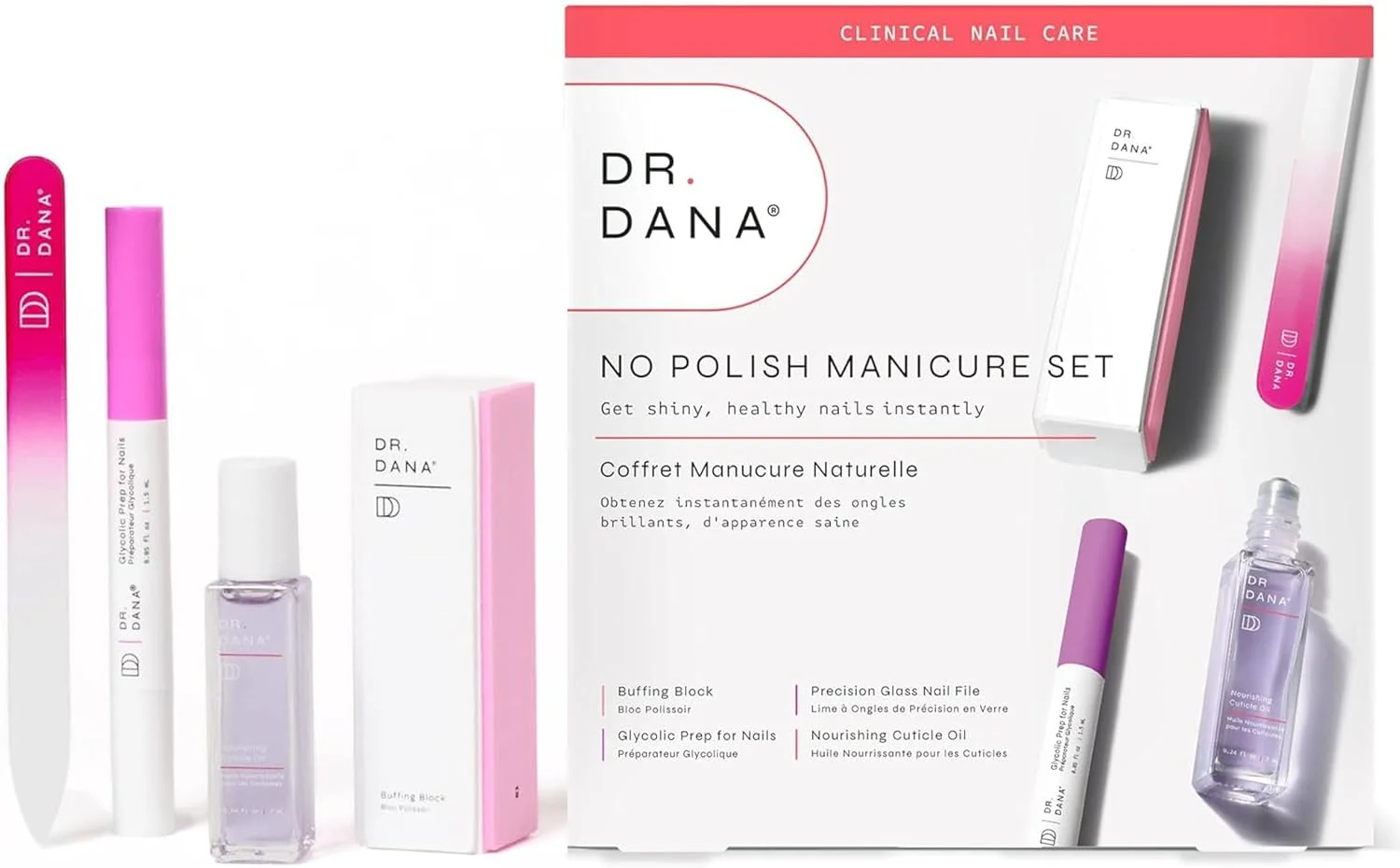 ست مانیکور بدون لاک دکتر دانا - درخشش و تقویت ناخن ها با سرم گلیکولیک طبیعی، روغن کوتیکول، بافر ناخن و سوهان شیشه ای، کیت مراقبت از ناخن برای ناخن های سالم، دارای گواهی حلال