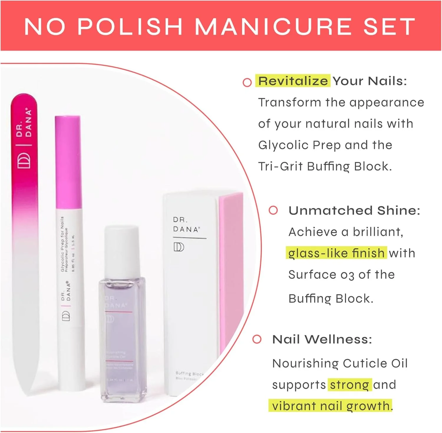 ست مانیکور بدون لاک دکتر دانا - درخشش و تقویت ناخن ها با سرم گلیکولیک طبیعی، روغن کوتیکول، بافر ناخن و سوهان شیشه ای، کیت مراقبت از ناخن برای ناخن های سالم، دارای گواهی حلال ست مانیکور بدون لاک دکتر دانا - درخشش و تقویت ناخن ها با سرم گلیکولیک طبیعی، روغن کوتیکول، بافر ناخن و سوهان شیشه ای، کیت مراقبت از ناخن برای ناخن های سالم، دارای گواهی حلال
