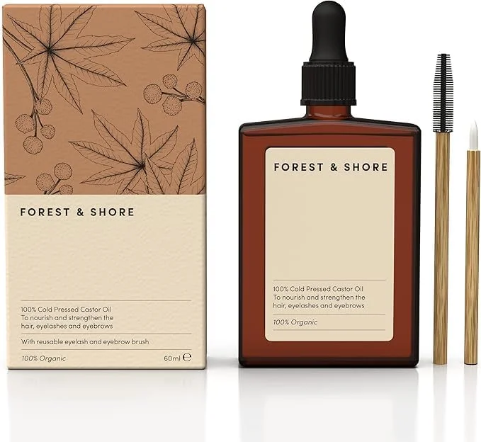 روغن کرچک Forest & Shore به عنوان سرم مژه و روغن مو - روغن کرچک پرس سرد برای تسریع رشد مو و به عنوان سرم مژه