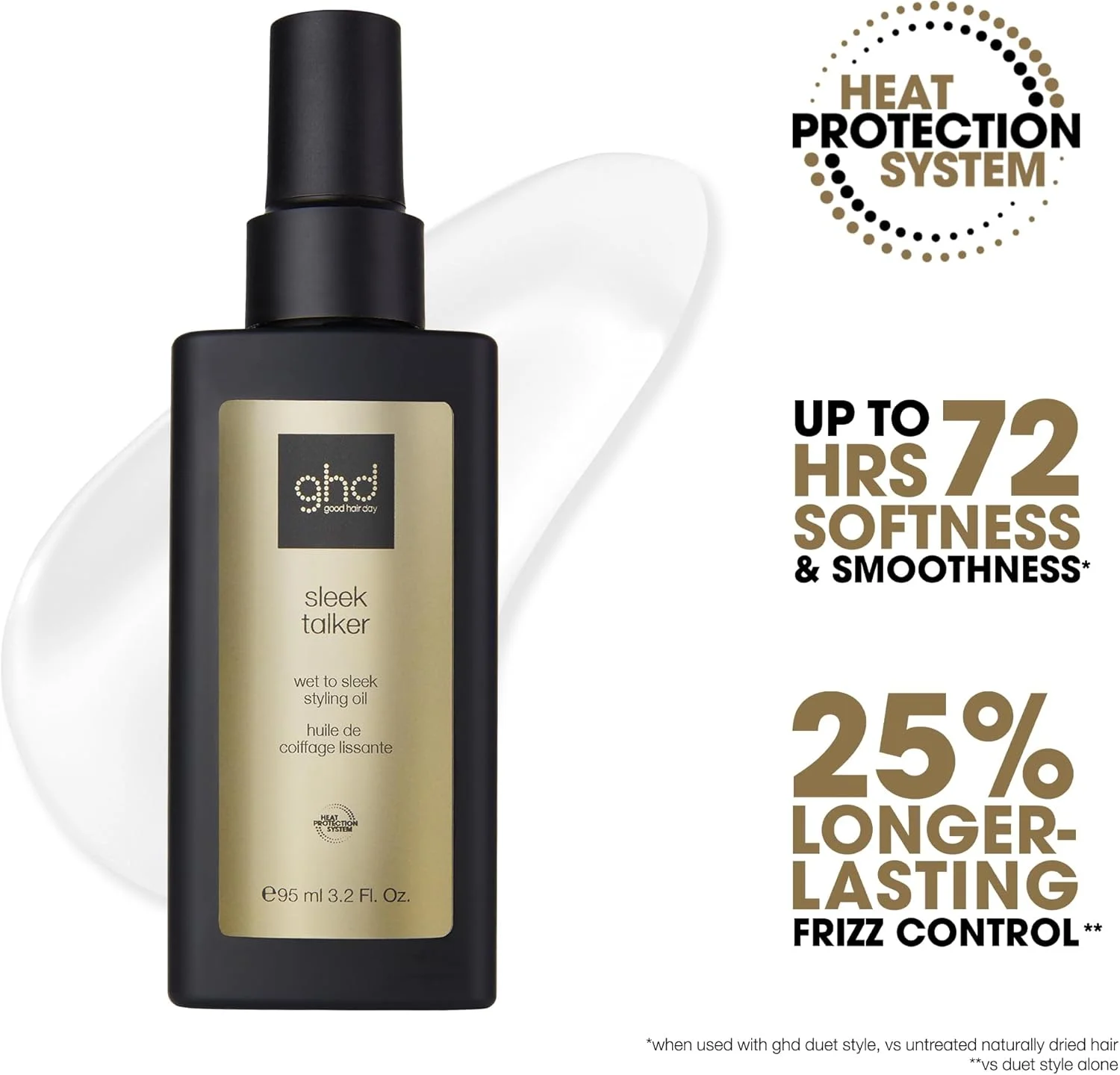 روغن حالت دهنده مو ghd Sleek Talker - روغن حالت دهنده موی مرطوب به صاف با محافظت در برابر حرارت، حاوی روغن آرگان مغذی برای صاف و نرم کردن مو تا 72 ساعت - 95 میلی لیتر روغن حالت دهنده مو ghd Sleek Talker - روغن حالت دهنده موی مرطوب به صاف با محافظت در برابر حرارت، حاوی روغن آرگان مغذی برای صاف و نرم کردن مو تا 72 ساعت - 95 میلی لیتر