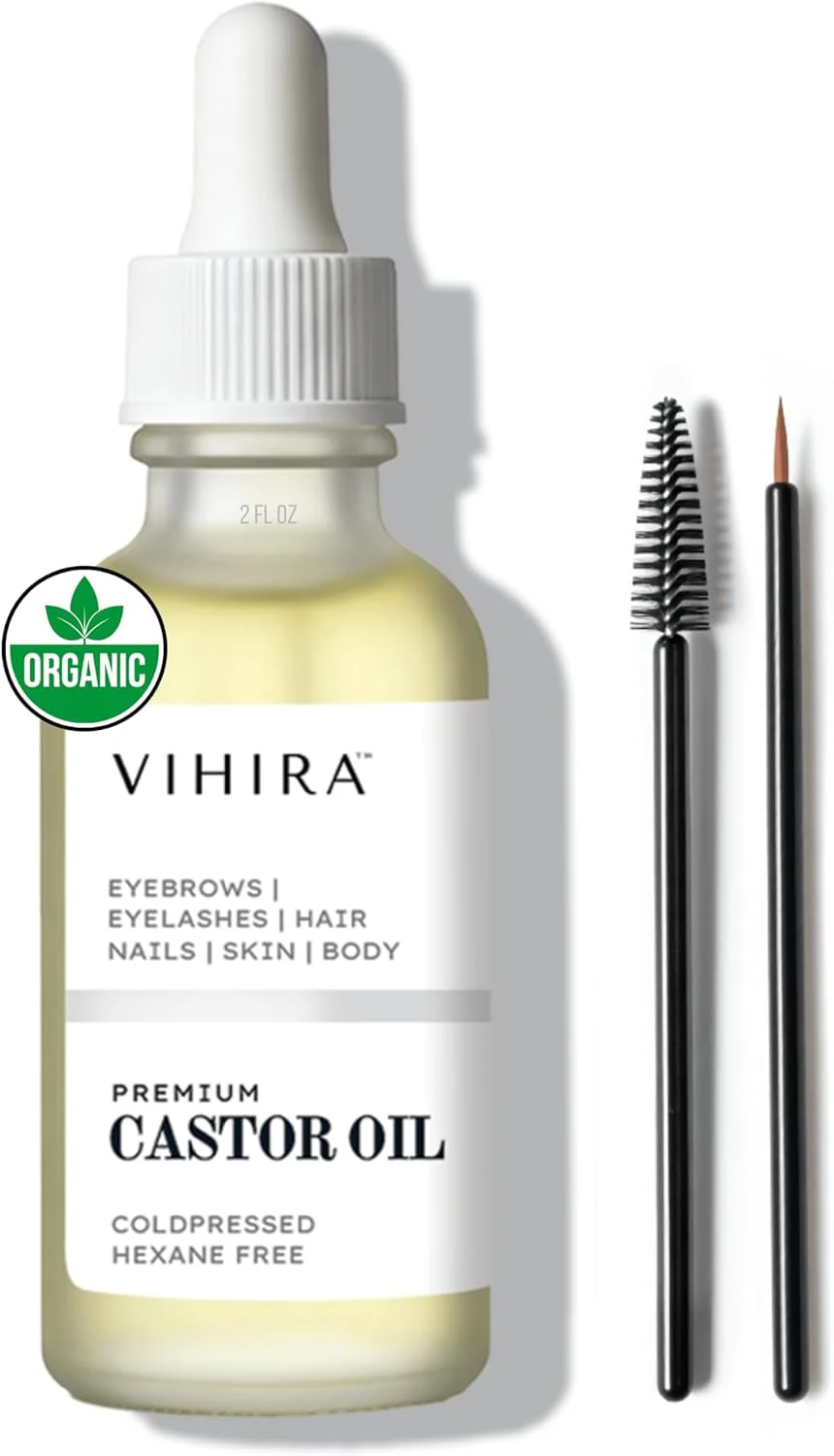 روغن کرچک ارگانیک ممتاز (60 میلی لیتر) پرس سرد 100% خالص فوق بکر و بدون هگزان برای رشد مو، مژه، ابرو، کوتیکول و ناخن