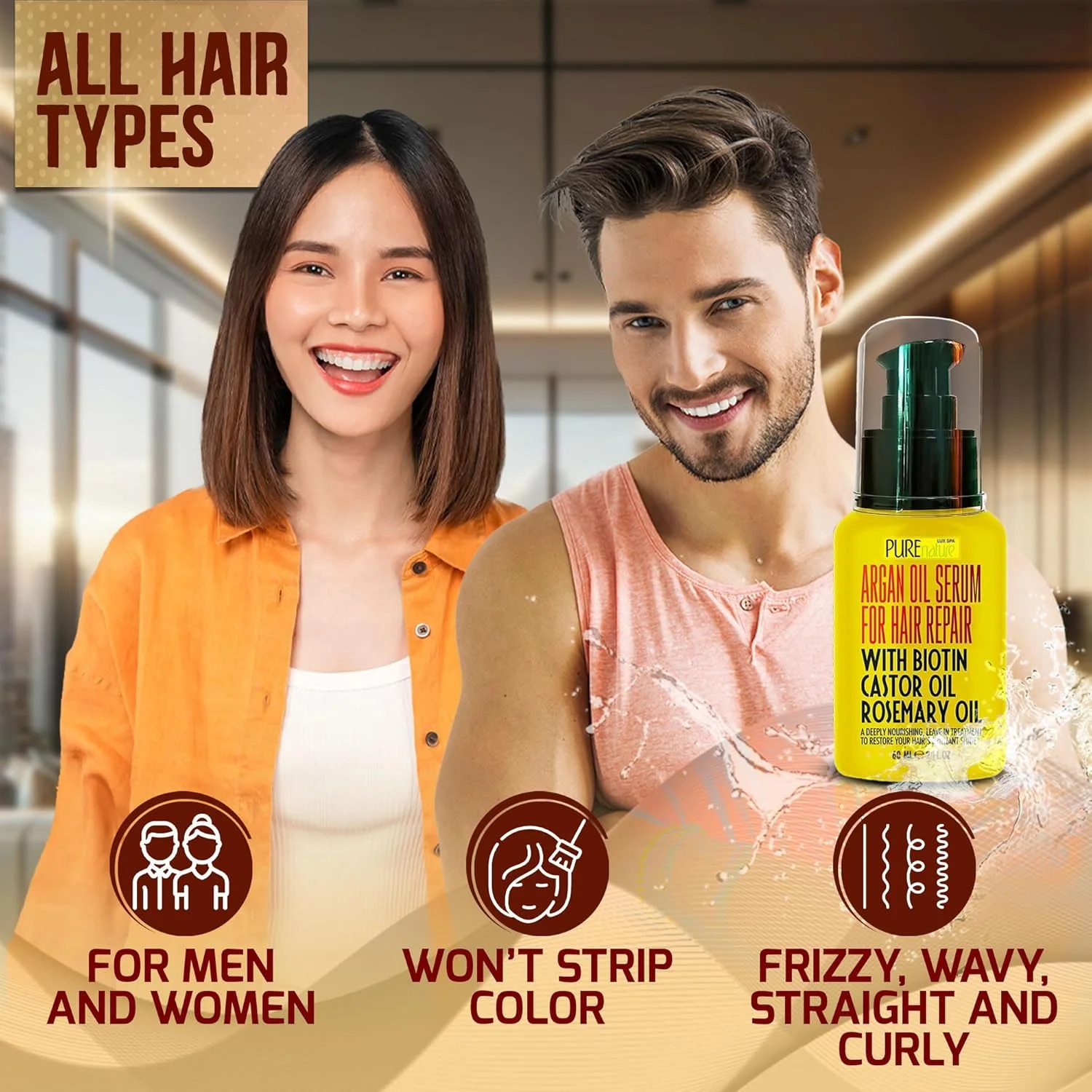 سرم مو روغن آرگان مراکشی - نجات موهای وز و آسیب دیده - با خواص محافظت از حرارت و صاف کنندگی - محصولات آبرسان ضد وز برای موهای فر و صاف با موخوره سرم مو روغن آرگان مراکشی - نجات موهای وز و آسیب دیده - با خواص محافظت از حرارت و صاف کنندگی - محصولات آبرسان ضد وز برای موهای فر و صاف با موخوره