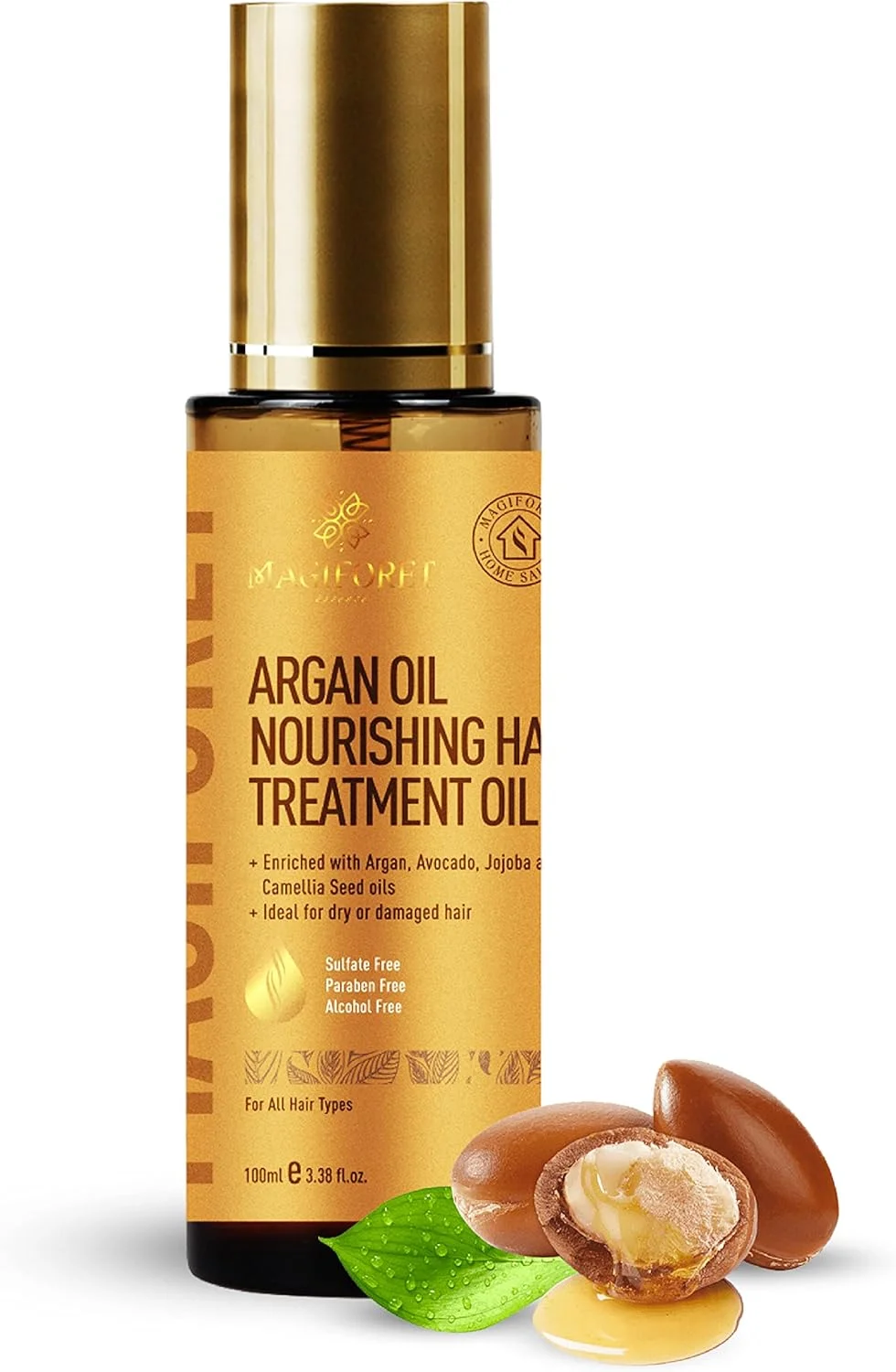 سرم مو MagiForet، روغن مو حاوی روغن آرگان، آووکادو، جوجوبا و دانه کاملیا برای موهای خشک و آسیب دیده، کنترل وز، درخشندگی، تغذیه، محافظت در برابر حرارت و اشعه ماوراء بنفش