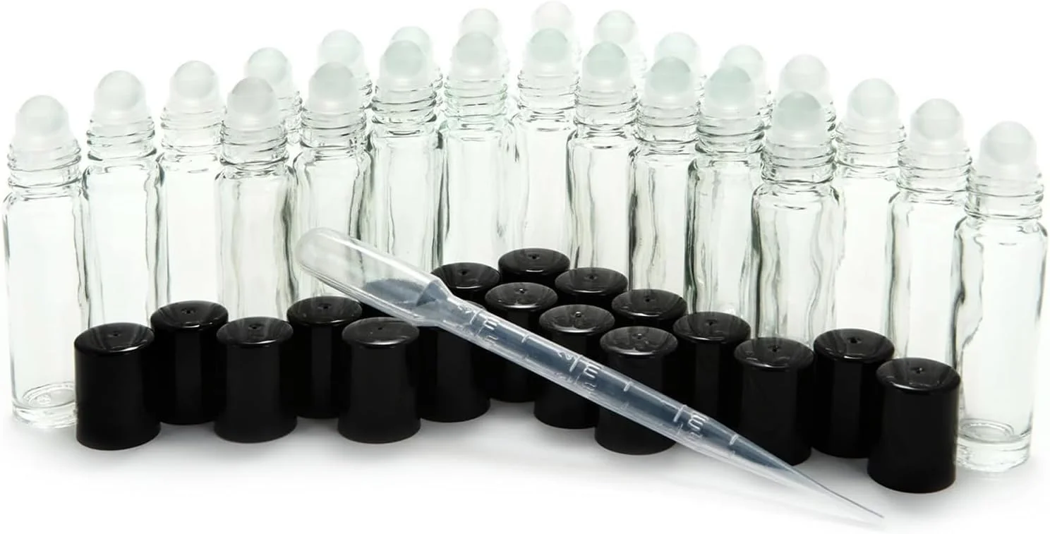 بطری های روغن کوتیکول شفاف کوچک 10 میلی لیتری، بطری شیشه ای روغن اسانس، بطری های کوچک کرم پودر رولی با قطره چکان 3 میلی لیتری