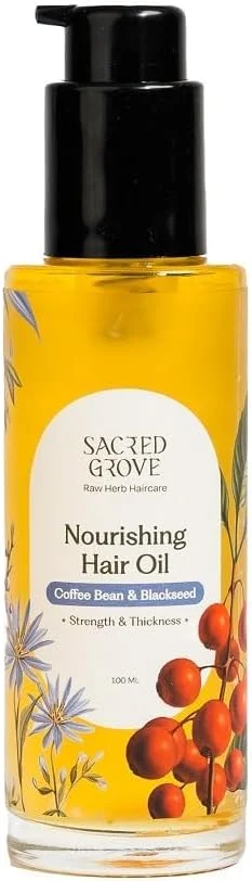 روغن موی مغذی Sacred Grove با روغن دانه سیاه و دانه قهوه | روغن گیاهی غیر چسبنده برای پوست سر خشک و خارش دار | مناسب برای مردان، زنان و کودکان | 100 میلی لیتر