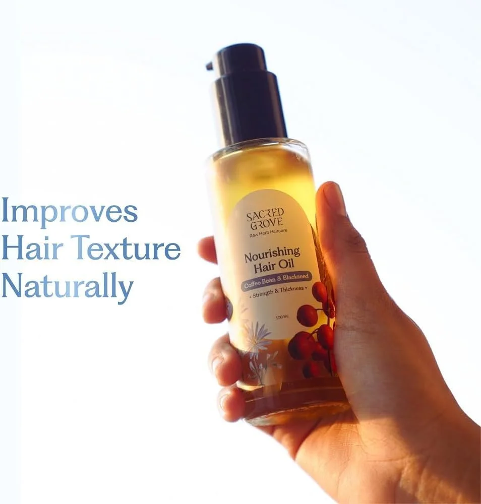 روغن موی مغذی Sacred Grove با روغن دانه سیاه و دانه قهوه | روغن گیاهی غیر چسبنده برای پوست سر خشک و خارش دار | مناسب برای مردان، زنان و کودکان | 100 میلی لیتر