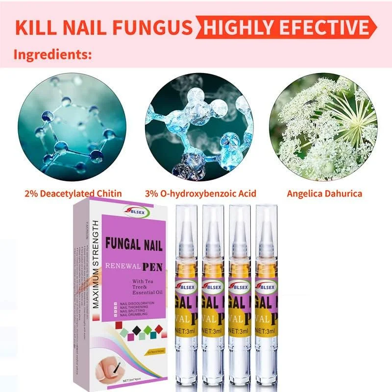 روغن کوتیکول برای مراقبت از ناخن، قلم ترمیم کننده موثر ناخن برای ناخن های آسیب دیده، برای ناخن های پا حاوی روغن درخت چای، ترمیم کننده ناخن های دست بسیار قوی 3 میلی لیتر * 4 عدد