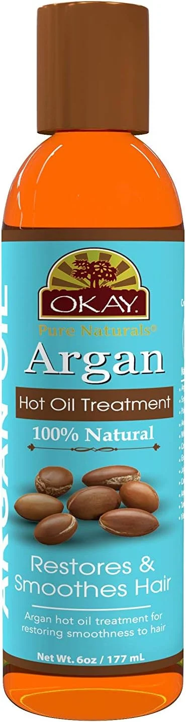 اوکی روغن آرگان داغ برای ترمیم و احیای موهای آسیب دیده، تغذیه کننده و نرم کننده کوتیکول مو، بهبود ظاهر مو، فاقد سیلیکون و پارابن، مناسب برای انواع مو، ساخت آمریکا، ۱۷۷ میلی لیتر