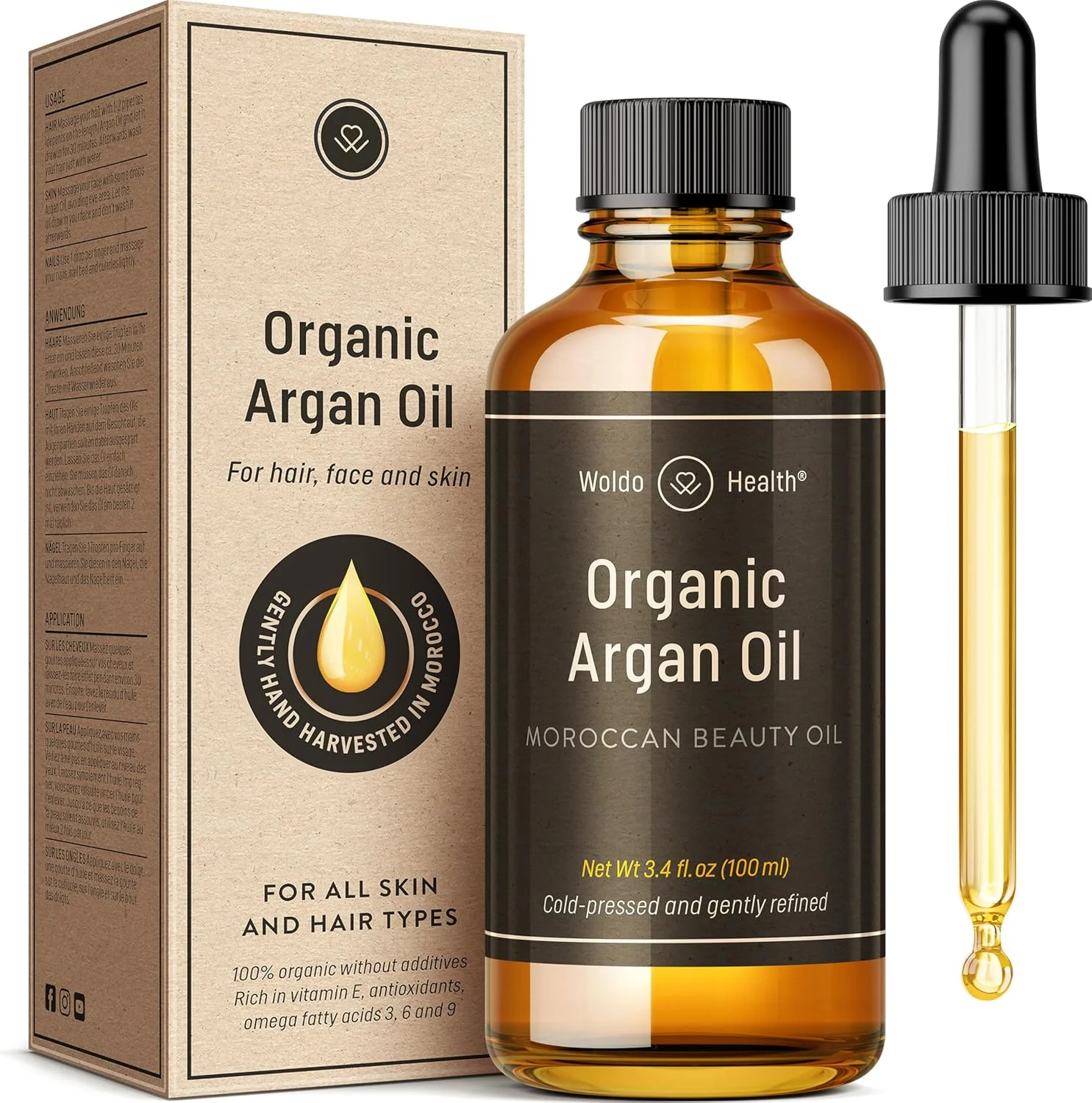 روغن آرگان مراکشی ارگانیک و خالص با پرس سرد - روغن آرگان بکر برای روغن کوتیکول، مو، موهای خشک، موخوره 100 میلی لیتر