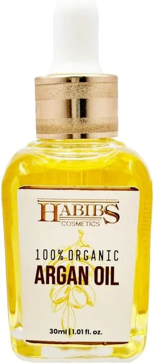 روغن آرگان مراکشی خالص و ارگانیک حبیبز، مناسب برای مو، پوست، ناخن، کوتیکول، صورت و ریش. روغن آرگان فشرده سرد، بدون بو، وگان، غیر تراریخته و بدون گلوتن برای رشد مو و رطوبت پوست، بسته 30 میلی لیتری
