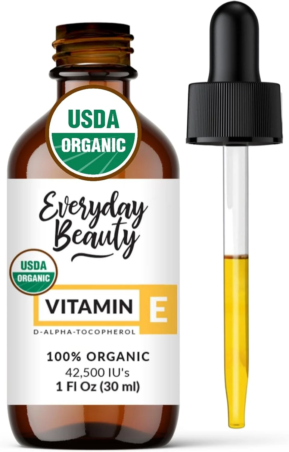 روغن ویتامین E صد درصد ارگانیک - دی-آلفا توکوفرول دارای گواهی USDA صد درصد ارگانیک - خالص و طبیعی 30 میلی لیتر - برای صورت، پوست و ناخن - کاهش چین و چروک، ضد پیری، روشن کننده لکه های تیره