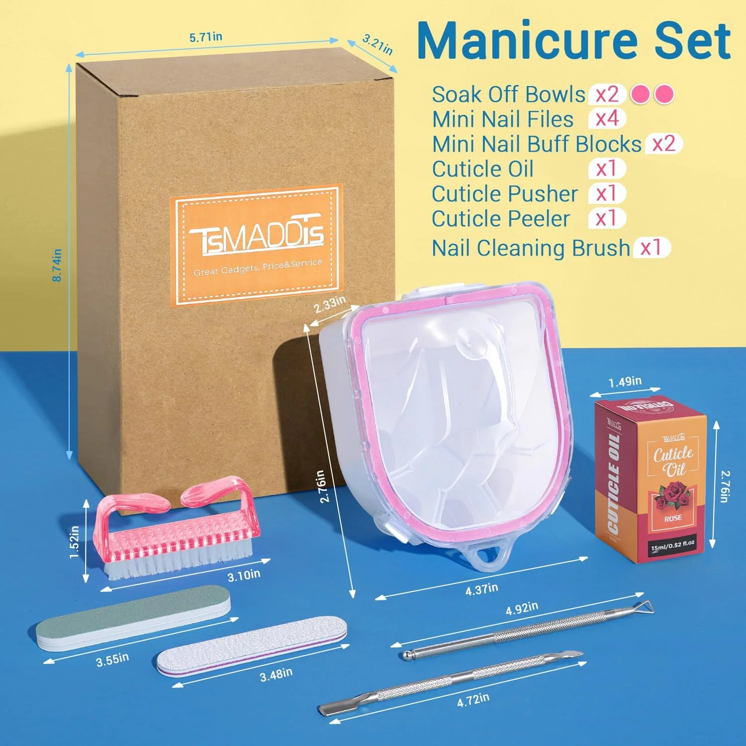 ست پاک کننده لاک ناخن TsMADDTs با 2 عدد کاسه خیساندن ناخن، کاسه های مانیکور برای دست، ابزار حذف کوتیکول، روغن کوتیکول، سوهان، بافر، برس، ست حذف دیپ ست پاک کننده لاک ناخن TsMADDTs با 2 عدد کاسه خیساندن ناخن، کاسه های مانیکور برای دست، ابزار حذف کوتیکول، روغن کوتیکول، سوهان، بافر، برس، ست حذف دیپ