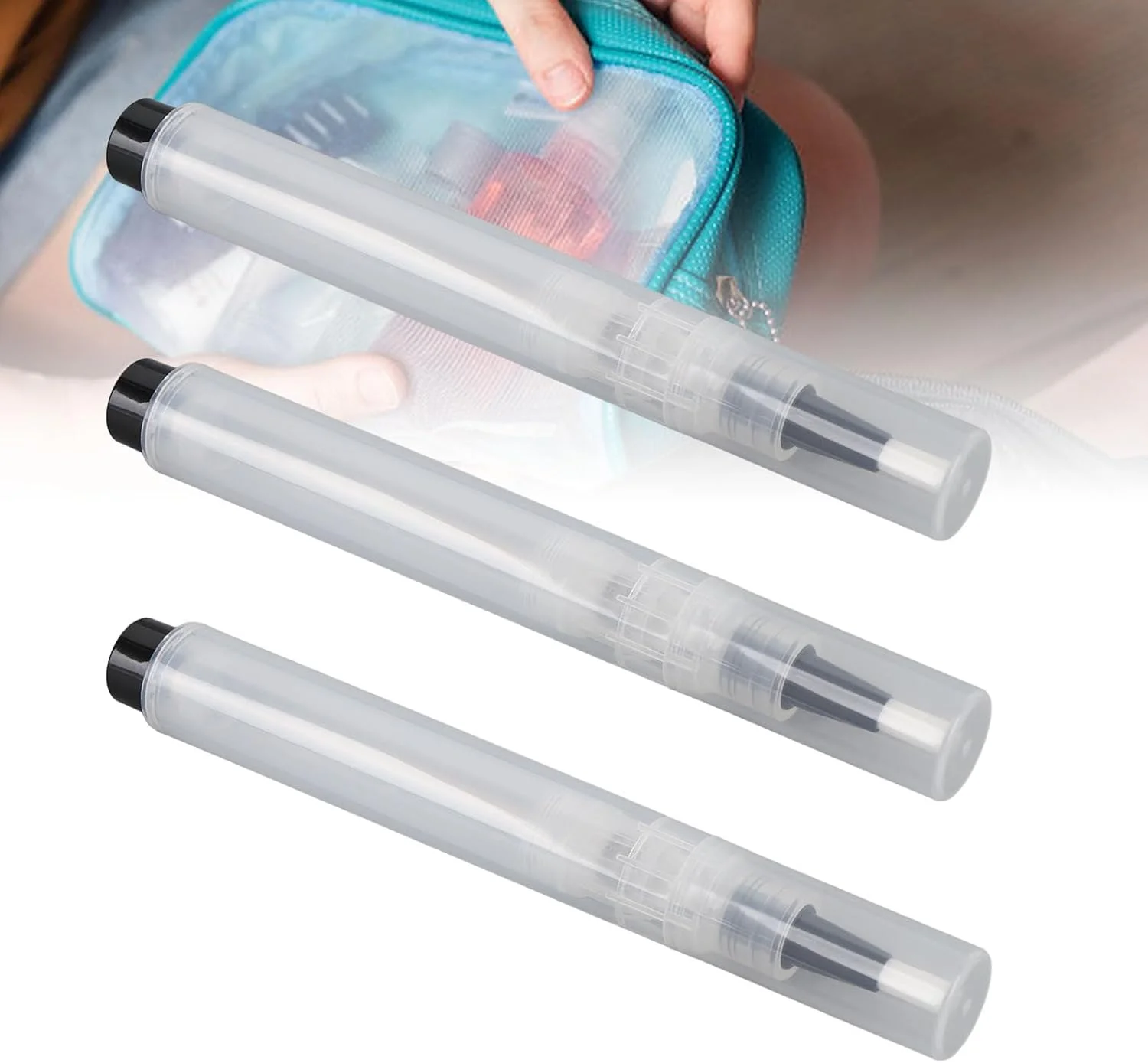 قلم های پیچشی شفاف، 3 عدد قلم روغن ناخن خالی با نوک برس، ظروف رژ لب آرایشی قابل حمل، لوله مایع رشد مژه قابل شارژ مجدد برای اپلیکاتور روغن کوتیکول قلم های پیچشی شفاف، 3 عدد قلم روغن ناخن خالی با نوک برس، ظروف رژ لب آرایشی قابل حمل، لوله مایع رشد مژه قابل شارژ مجدد برای اپلیکاتور روغن کوتیکول