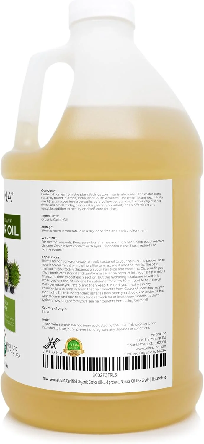 روغن کرچک ارگانیک تایید شده USDA ولونا - 1 گالن / 128 اونس مایع | برای مو، تقویت مژه ها، ابروها | پرس سرد، روغن طبیعی، درجه USP | بدون هگزان روغن کرچک ارگانیک تایید شده USDA ولونا - 1 گالن / 128 اونس مایع | برای مو، تقویت مژه ها، ابروها | پرس سرد، روغن طبیعی، درجه USP | بدون هگزان