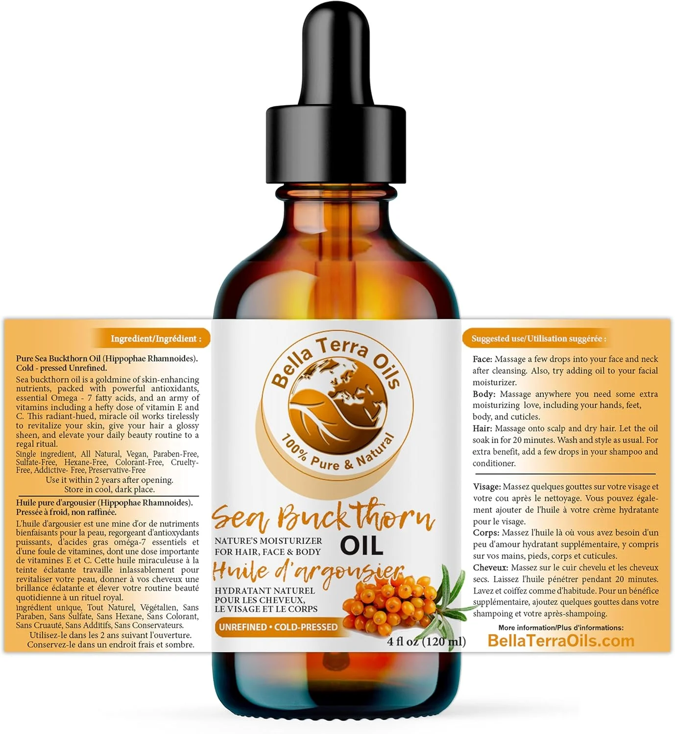 روغن خالص سنجد دریایی بلا ترا اویلز - ۱۱۸ میلی لیتر، بهبود ظاهر مو و پوست، غنی از مواد مغذی، غیر چرب، جذب سریع روغن خالص سنجد دریایی بلا ترا اویلز - ۱۱۸ میلی لیتر، بهبود ظاهر مو و پوست، غنی از مواد مغذی، غیر چرب، جذب سریع