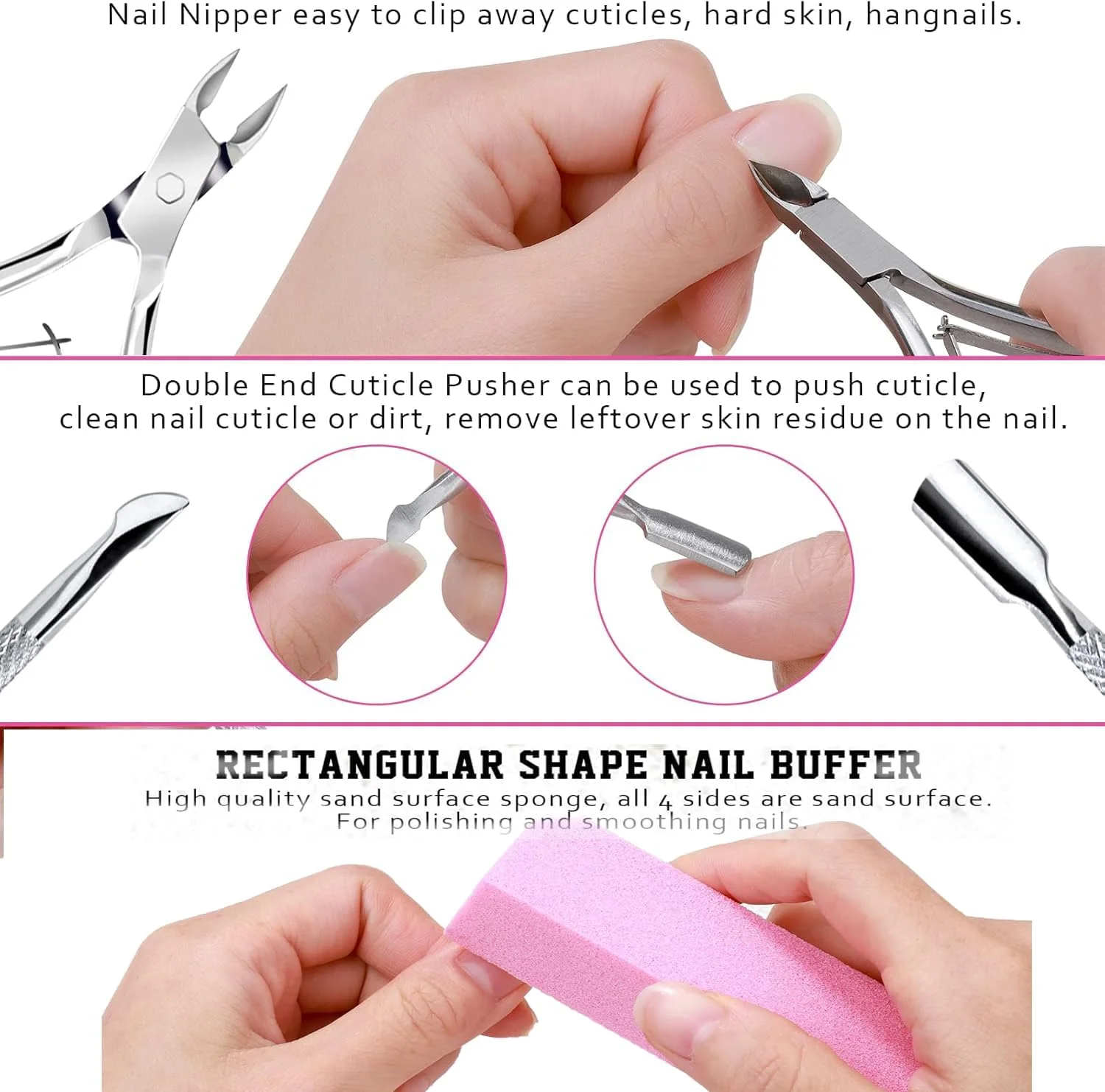 ست سوهان و بافر ناخن، ست ۷ تکه از بین برنده پوست مرده، به همراه سمباده ناخن، ابزار از بین برنده پوست مرده، روغن کوتیکول آلوئه ورا برای ست درخشان مانیکور و پدیکور، ابزار عالی مانیکور، صورتی ست سوهان و بافر ناخن، ست ۷ تکه از بین برنده پوست مرده، به همراه سمباده ناخن، ابزار از بین برنده پوست مرده، روغن کوتیکول آلوئه ورا برای ست درخشان مانیکور و پدیکور، ابزار عالی مانیکور، صورتی