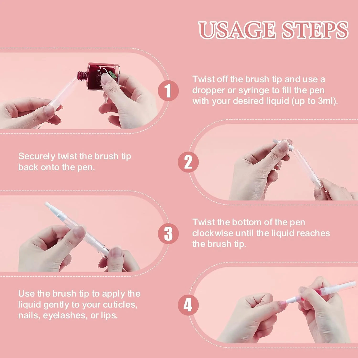 ۱۰۰ عدد قلم روغن کوتیکول خالی، قلم های پیچشی شفاف ۳ میلی لیتری، قلم روغن ناخن خالی با برس نوک خوشنویسی برای استفاده دقیق، ظرف براق کننده لب ۱۰۰ عدد قلم روغن کوتیکول خالی، قلم های پیچشی شفاف ۳ میلی لیتری، قلم روغن ناخن خالی با برس نوک خوشنویسی برای استفاده دقیق، ظرف براق کننده لب