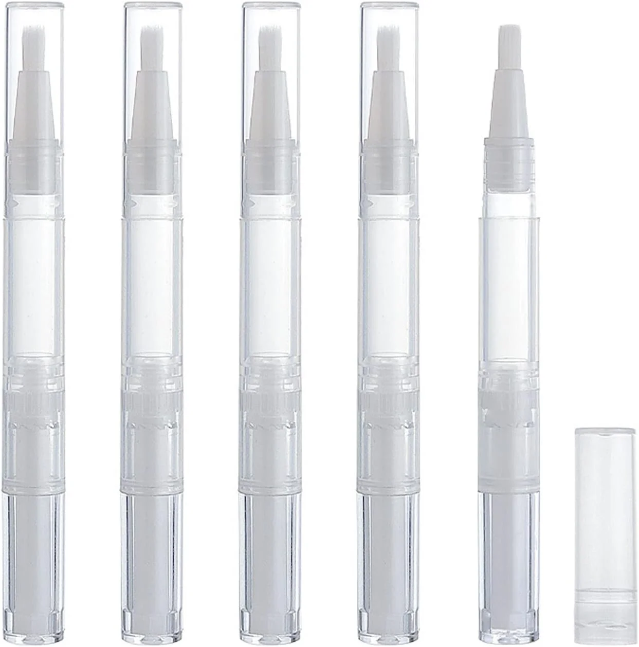 ۵ عدد تیوب براق کننده لب، قلم کوتیکول ۳ میلی لیتری، قلم های پیچشی شفاف خالی، ظرف لوازم آرایشی، قلم روغن ناخن با نوک برس برای لوازم آرایشی بانوان