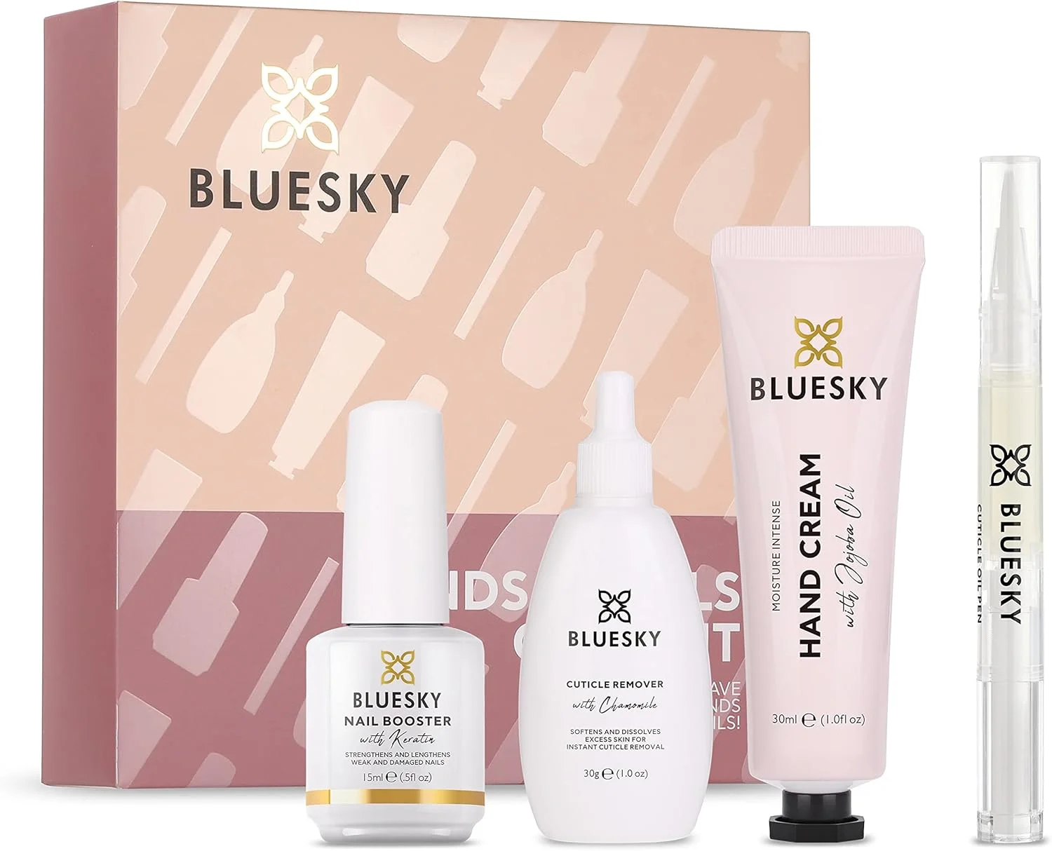 مجموعه مراقبت از دست و ناخن Bluesky، فرمول طبیعی، کرم دست، قلم روغن کوتیکول، از بین برنده کوتیکول، روغن ناخن