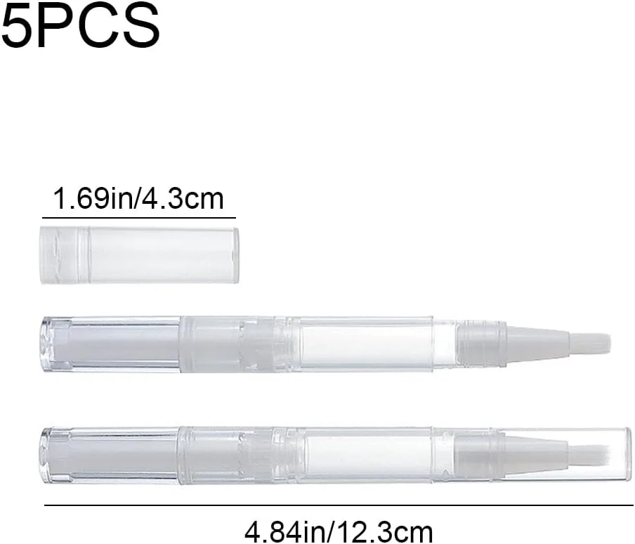 ۵ عدد تیوب براق کننده لب، قلم کوتیکول ۳ میلی لیتری، قلم های پیچشی شفاف خالی، ظرف لوازم آرایشی، قلم روغن ناخن با نوک برس برای لوازم آرایشی بانوان