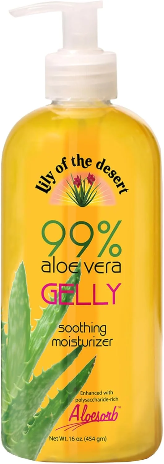مرطوب کننده ژلی لیلی آو دِ دزرت - ژل آلوئه ورا ارگانیک 99% برای پوست، مراقبت بعد از آفتاب با آلوئه، روغن ویتامین E و ویتامین C برای تسکین آفتاب سوختگی، 473 میلی لیتر