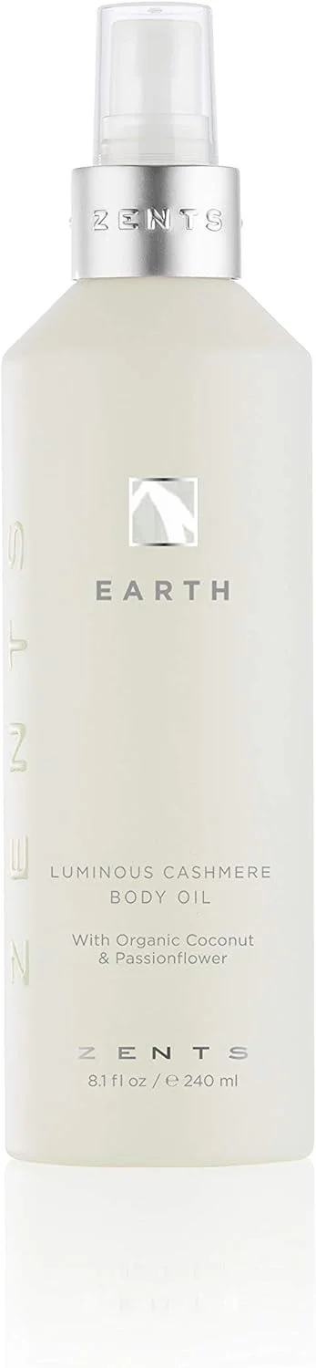 روغن بدن لومینوس کشمیر Zents، نرم کننده و مرطوب کننده پوست با ویتامین E و روغن نارگیل ارگانیک، 240 میلی لیتر (Earth)