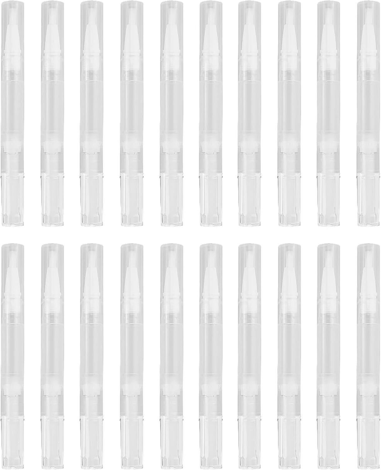 ۲۰ عدد قلم پیچی شفاف، قلم روغن ناخن ۳ میلی لیتری با نوک برس، اپلیکاتور ظرف آرایشی روغن کوتیکول خالی برای براق کننده لب قابل شارژ، لاک ناخن، مایع رشد مژه و غیره
