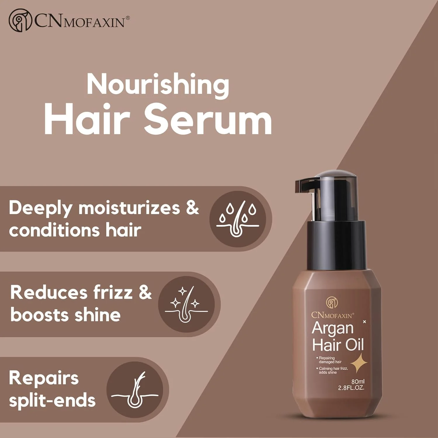 سرم روغن مو 80 میلی لیتر برای موهای خشک و آسیب دیده - غنی شده با روغن آرگان مراکشی و کره شی - تغذیه کننده، ضد وز، ترمیم کننده موخوره، محافظت در برابر حرارت و افزایش دهنده درخشندگی