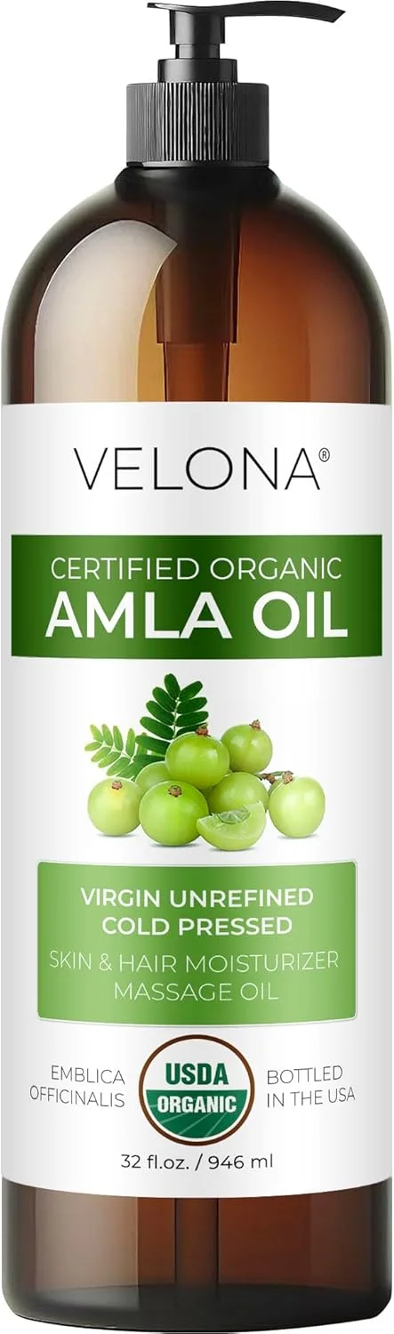روغن آملا ولونا، دارای گواهی USDA ارگانیک - ۹۴۶ میلی لیتر | ۱۰۰٪ خالص و طبیعی | بکر، تصفیه نشده، پرس سرد | مراقبت از مو، بدن، صورت و پوست