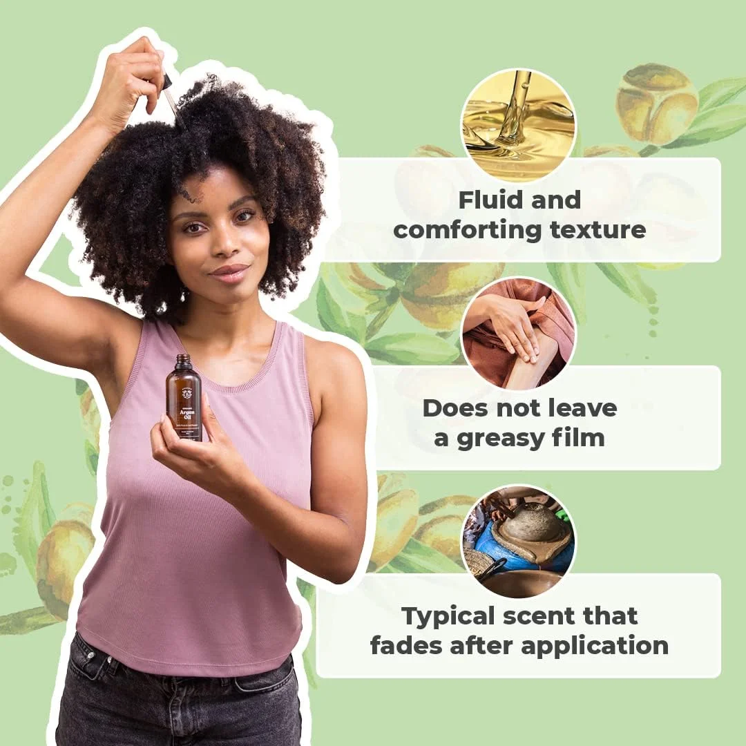 روغن آرگان ارگانیک بایونوبل 50 میلی لیتر - 100% خالص، طبیعی و پرس سرد - برای مو، صورت، بدن، ریش، ناخن - وگان و بدون تست حیوانی - بطری شیشه ای + قطره چکان + پمپ