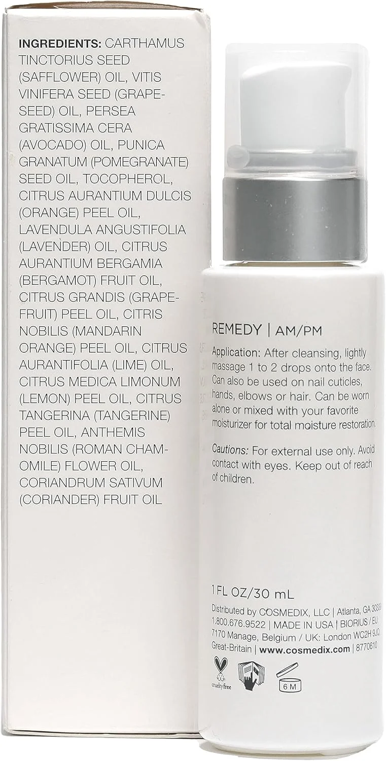 روغن درمانی امگا کمپلکس Cosmedix Remedy برای صورت، ناخن ها، کوتیکول ها و مو - دوز روزانه آبرسانی - محافظت و تغذیه پوست - 30 میلی لیتر