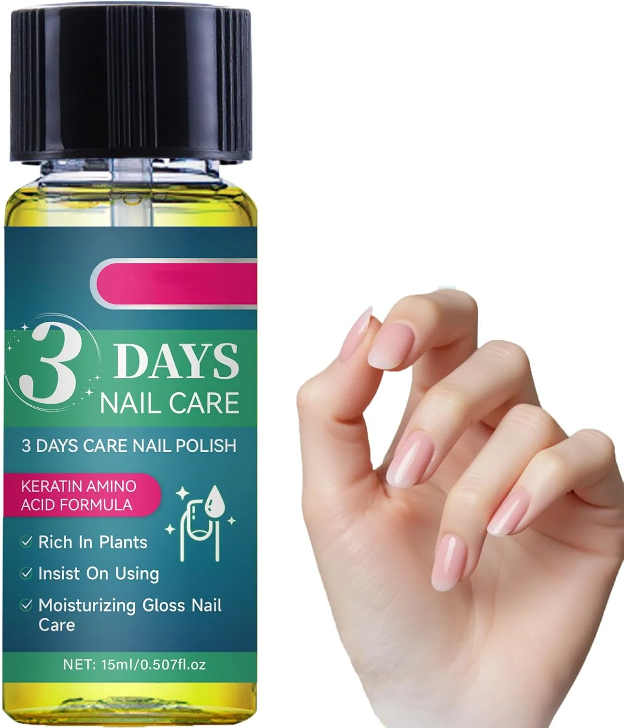 روغن مراقبت از ناخن 3 روزه با فرمول اسید آمینه کراتین، تقویت کننده رشد ناخن برای ناخن های آسیب دیده، تقویت و آبرسانی ناخن ها با درخشش ماندگار، ترمیم ناخن های خشک، ضعیف و شکننده (1 عدد)