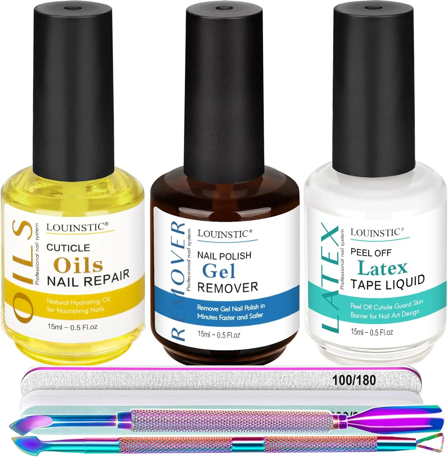 محلول پاک کننده لاک ژل - کیت پاک کننده لاک ژل با روغن کوتیکول، نوار لاتکس و ابزار مانیکور رنگی پوست کندنی، پاک کننده ژل برای ناخن در 2-5 دقیقه، بدون نیاز به خیساندن و پیچیدن محلول پاک کننده لاک ژل - کیت پاک کننده لاک ژل با روغن کوتیکول، نوار لاتکس و ابزار مانیکور رنگی پوست کندنی، پاک کننده ژل برای ناخن در 2-5 دقیقه، بدون نیاز به خیساندن و پیچیدن