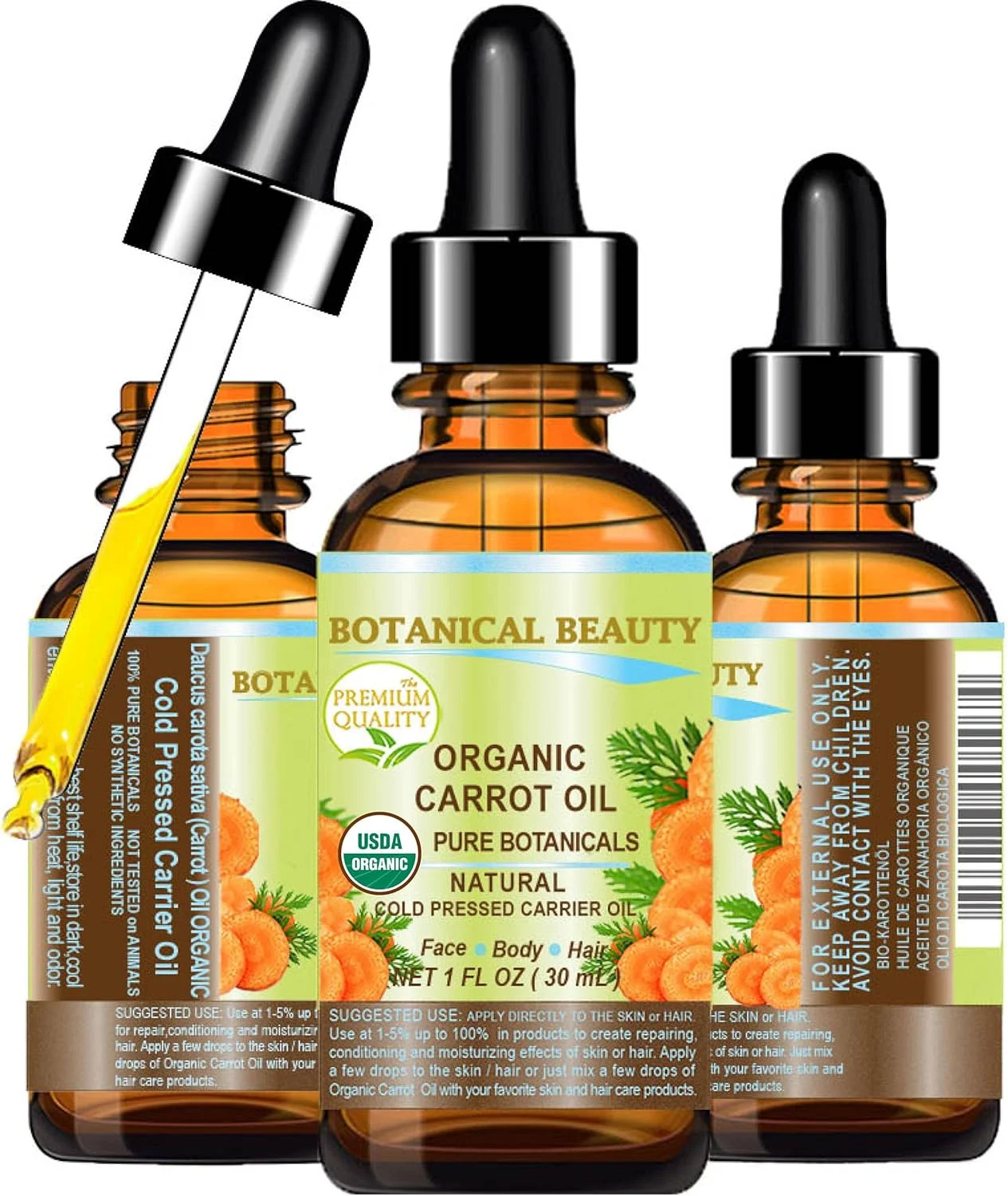 روغن هویج ارگانیک Botanical Beauty، ۱۰۰٪ طبیعی/گیاهی خالص/روغن حامل فشرده سرد، ۳۰ میلی لیتر. برای مراقبت از صورت، بدن، مو و ناخن.