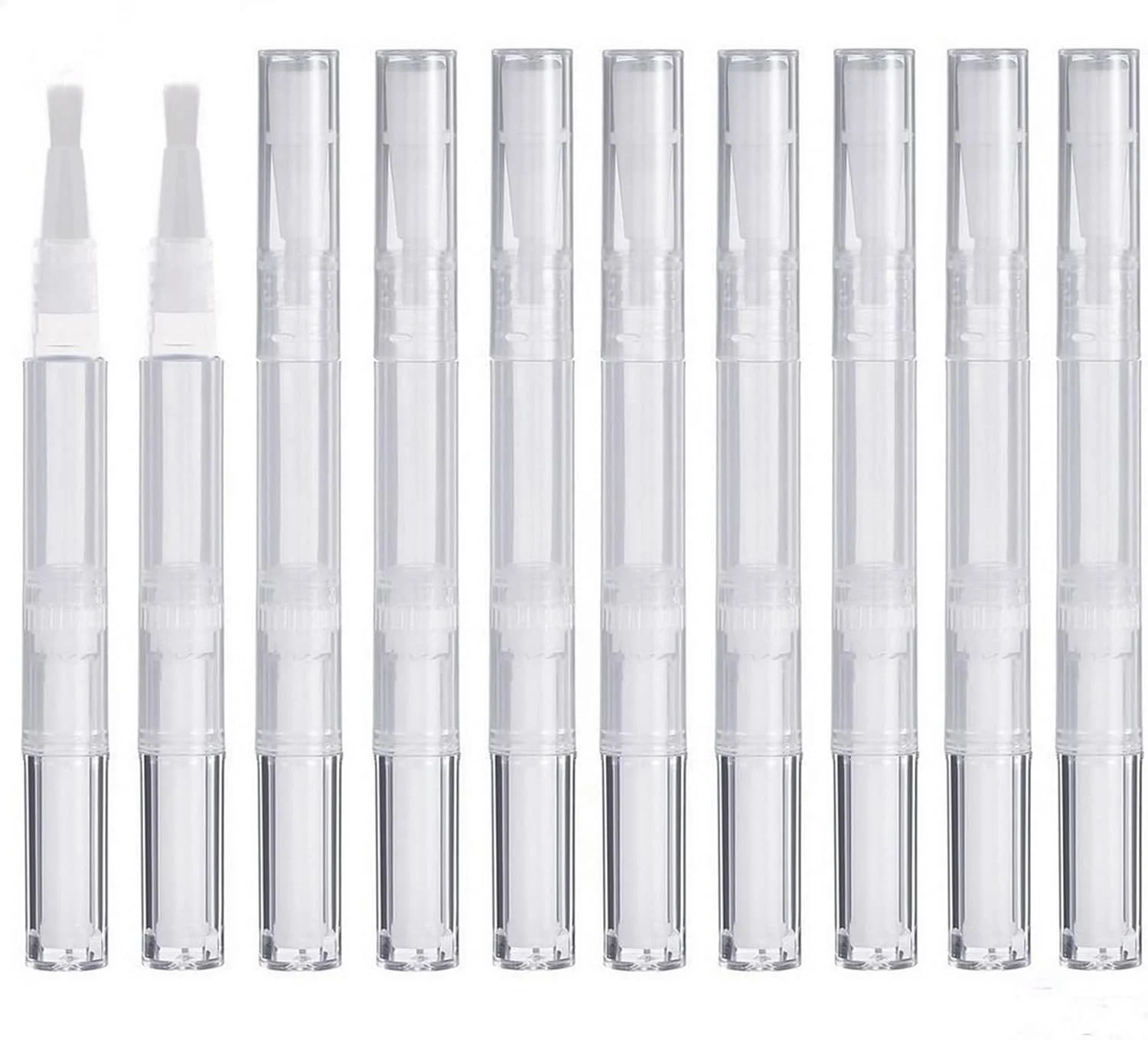 20 عدد قلم پیچشی شفاف، قلم روغن ناخن 3 میلی لیتری شفاف خالی با برس، قلم ظرف لوازم آرایشی خالی روغن کوتیکول برای براق کننده لب مایع رشد مژه