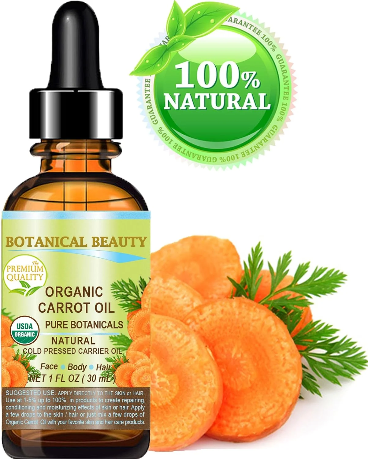 روغن هویج ارگانیک Botanical Beauty، ۱۰۰٪ طبیعی/گیاهی خالص/روغن حامل فشرده سرد، ۳۰ میلی لیتر. برای مراقبت از صورت، بدن، مو و ناخن. روغن هویج ارگانیک Botanical Beauty، ۱۰۰٪ طبیعی/گیاهی خالص/روغن حامل فشرده سرد، ۳۰ میلی لیتر. برای مراقبت از صورت، بدن، مو و ناخن.