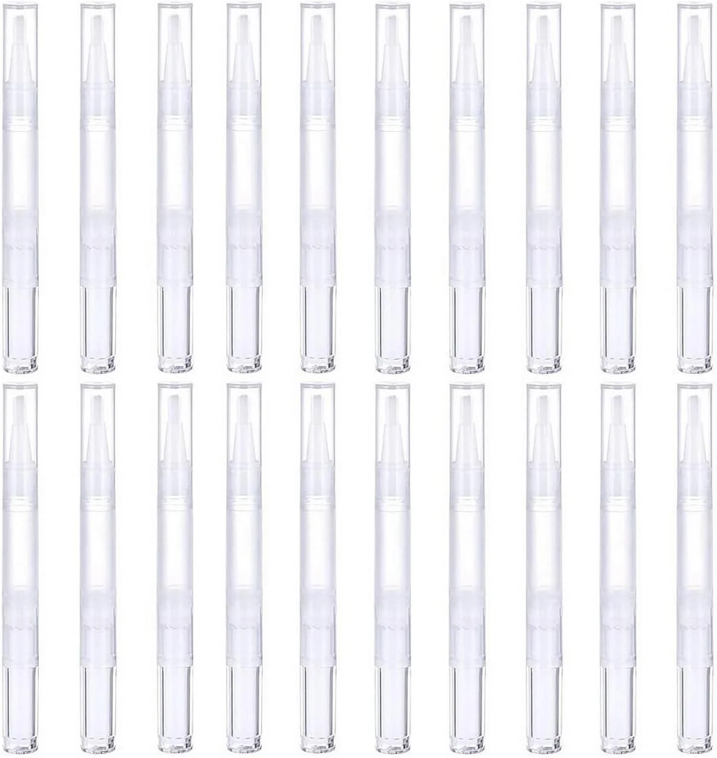 20 عدد قلم پیچشی شفاف، قلم روغن ناخن 3 میلی لیتری شفاف خالی با برس، قلم ظرف لوازم آرایشی خالی روغن کوتیکول برای براق کننده لب مایع رشد مژه