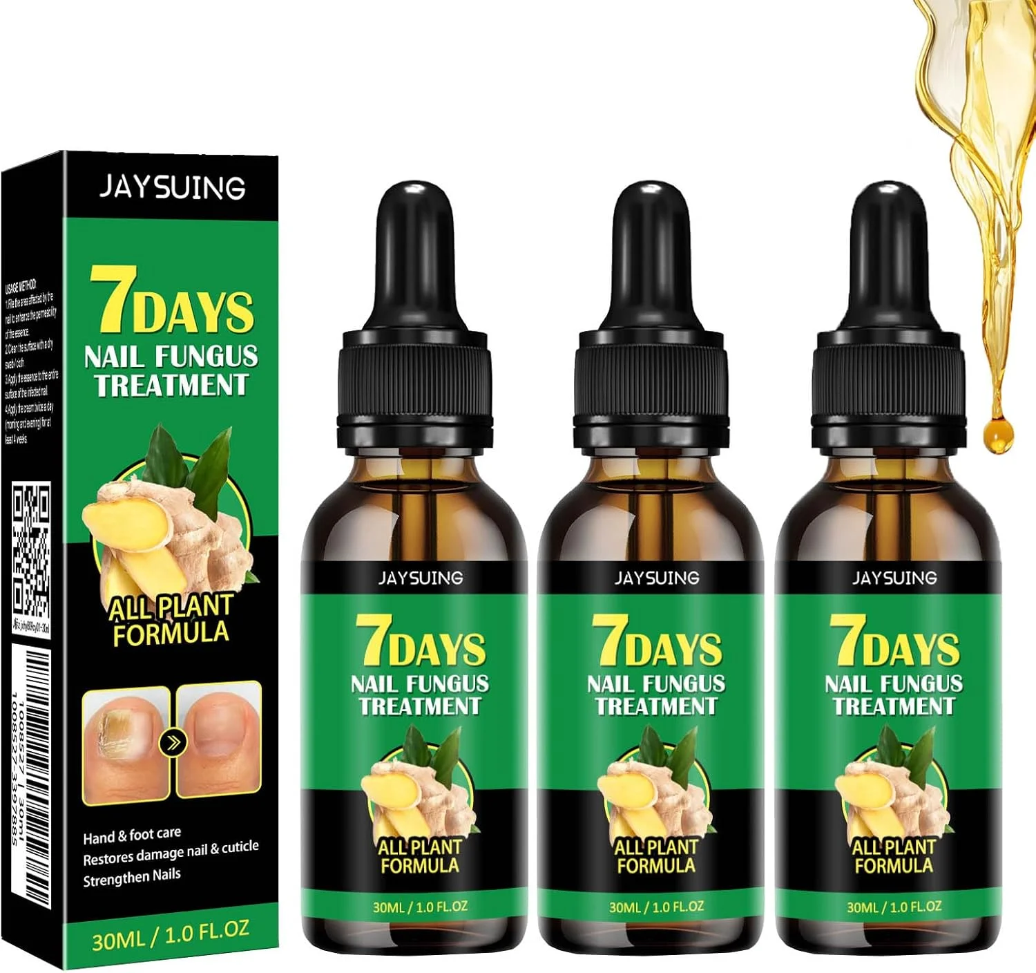 مراقبت از ناخن با زنجبیل - تقویت کننده و ترمیم کننده ناخن، سرم ناخن زنجبیل، روغن کوتیکول ناخن زنجبیل - درمان ۷ روزه