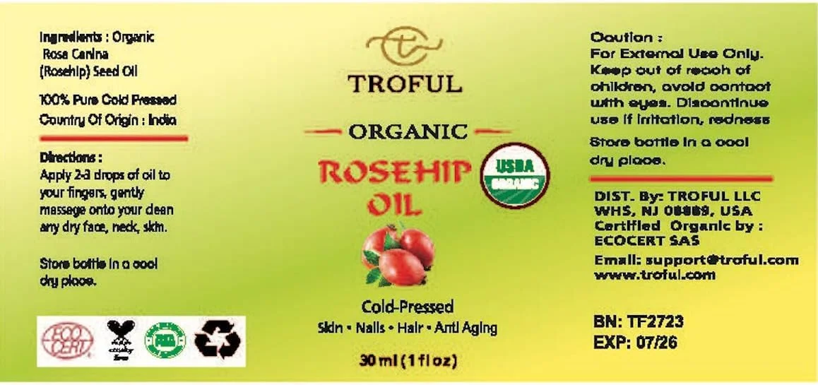 روغن گل رز ارگانیک 30 میلی لیتر، روغن دانه حامل پرس سرد طبیعی ارگانیک خالص برای پوست صورت، مو و ناخن