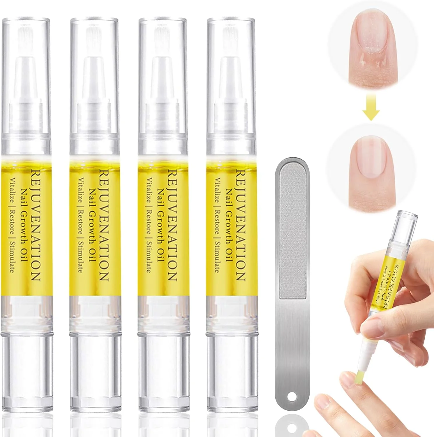 روغن تقویت کننده و رشد ناخن، سرم احیا کننده ناخن برای استحکام و رشد ناخن به همراه سوهان ناخن (4 عدد)