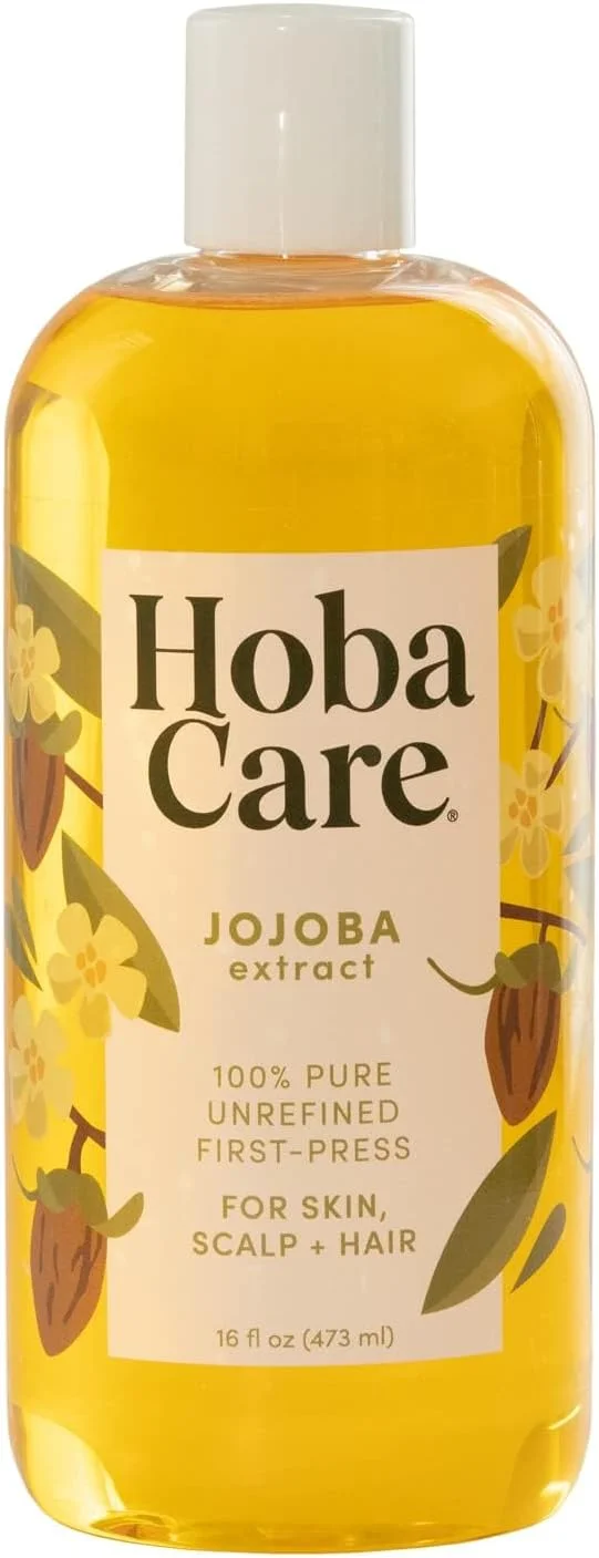 روغن جوجوبا HobaCare - روغن جوجوبا ۱۰۰٪ خالص، تصفیه نشده و پرس سرد برای پوست، سر و ناخن - روغن بدن مرطوب کننده برای پوست خشک، روغن طبیعی مو و ریش برای آقایان، بانوان و کودکان (۴۷۳ میلی لیتر)